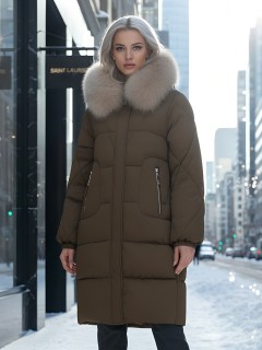 Купить пальто женское стеганные с мехом большого размера оптом от производителя зимние недорого в Москве 7629G