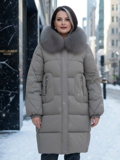 Купить пальто женское стеганные с мехом большого размера оптом от производителя зимние недорого в Москве 7629K