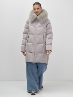 Купить пальто женское стеганные с мехом большого размера оптом от производителя зимние недорого в Москве 7630SK