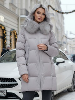 Купить пальто женское стеганные с мехом большого размера оптом от производителя зимние недорого в Москве 7630SK