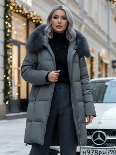 Купить пальто женское стеганные с мехом большого размера оптом от производителя зимние недорого в Москве 7630TZ
