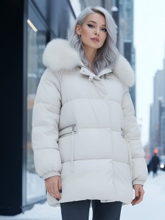 Купить куртки женские модные из натурального меха песец оптом от производителя зимние недорого в Москве 7639B