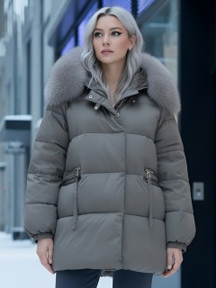 Купить куртки женские модные из натурального меха песец оптом от производителя зимние недорого в Москве 7639K