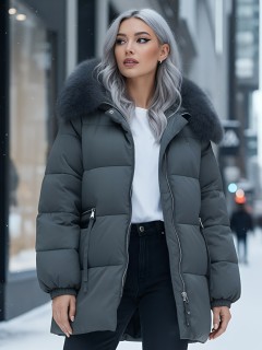 Купить куртки женские модные из натурального меха песец оптом от производителя зимние недорого в Москве 7639TZ