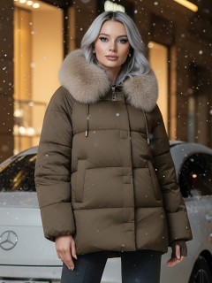 Фабрика производителя Visdeer предлагает купить от производителя женские куртки 2026 с мехом с капюшоном дешево в Москве с доставкой по России 7658G