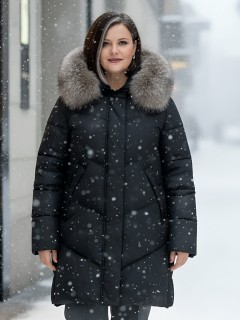 Купить пальто женское стеганные с мехом большого размера оптом от производителя зимние недорого в Москве 7745Ch