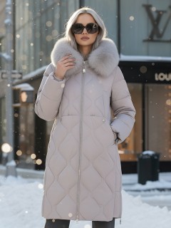 Купить пальто женское стеганные с мехом большого размера оптом от производителя зимние недорого в Москве 7753SK