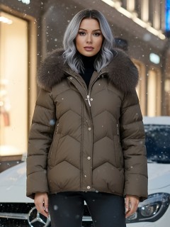 Купить куртки женские модные из натурального меха песец оптом от производителя зимние недорого в Москве 7759K