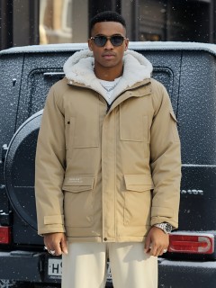 MG парка мужская зимняя с капюшоном с мехом зимняя молодежная модная аляска купить от производителя дешево в Москве с доставкой по всей России 8751G