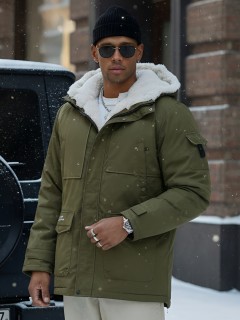 Купить куртку парку мужскую зимнюю с мехом с капюшоном оптом от производителя недорого в Москве 8751Kh