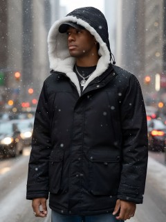 MG парка мужская зимняя с капюшоном с мехом зимняя молодежная модная аляска купить от производителя дешево в Москве с доставкой по всей России 8753Ch