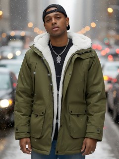 Купить куртку парку мужскую зимнюю с мехом с капюшоном оптом от производителя недорого в Москве 8753Kh