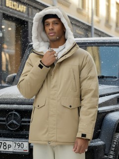 MG парка мужская зимняя с капюшоном с мехом зимняя молодежная модная аляска купить от производителя дешево в Москве с доставкой по всей России 8755G