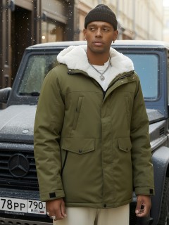 Купить куртку парку мужскую зимнюю с мехом с капюшоном оптом от производителя недорого в Москве 8755Kh