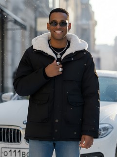 Купить куртку парку мужскую зимнюю с мехом с капюшоном оптом от производителя недорого в Москве 8757Ch