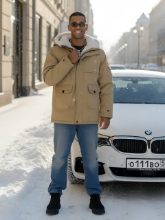 MG парка мужская зимняя с капюшоном с мехом зимняя молодежная модная аляска купить от производителя дешево в Москве с доставкой по всей России 8757G