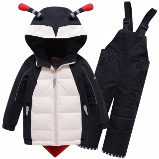 Детский зимний костюм горнолыжный черного цвета купить оптом в интернет магазине MTFORCE 9001Ch