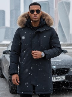 Куртка парка зимняя мужская с мехом енота оптом — купить недорого от производителя в Москве 9537-1Ch