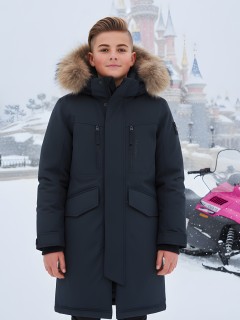 Зимняя подростковая парка для мальчика 9537Ch с капюшоном и мехом. Купить дешево от производителя, склад в Москве, быстрая доставка по всей России.