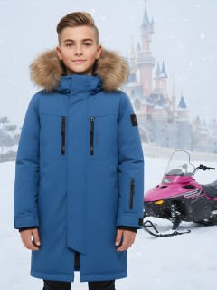 Зимняя подростковая парка для мальчика 9537S с капюшоном и мехом. Купить дешево от производителя, склад в Москве, быстрая доставка по всей России.