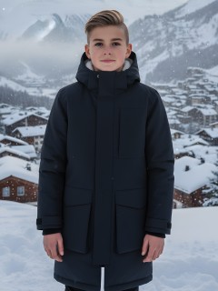 Зимняя подростковая парка для мальчика 9539Ch с капюшоном и мехом. Купить дешево от производителя, склад Москва, быстрая доставка по всей России.