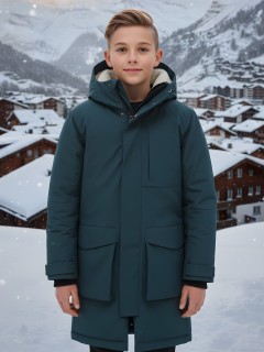 Зимняя подростковая парка для мальчика 9539TZ с капюшоном и мехом. Купить дешево от производителя, склад Москва, быстрая доставка по всей России.