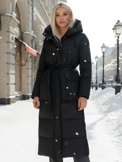 Купить пальто куртку женскую утепленную с капюшоном зимнюю оптом от производителя недорого в Москве 9605Ch