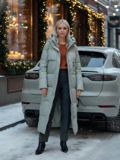 Купить пальто куртку женскую утепленную с капюшоном зимнюю оптом от производителя недорого в Москве 9611Z