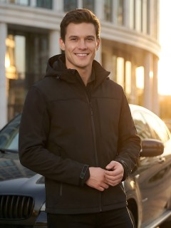 Ветровка мужская софтшелл виндстоппер с капюшоном купить оптом от производителя недорого в Москве 9615_1Ch