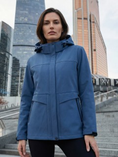 Ветровка женская софтшелл виндстоппер с капюшоном купить оптом от производителя недорого в Москве 9616_1S