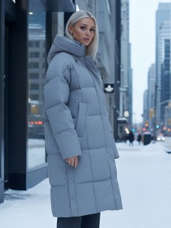 Купить пальто куртку женскую утепленную с капюшоном зимнюю оптом от производителя недорого в Москве 9619Sr