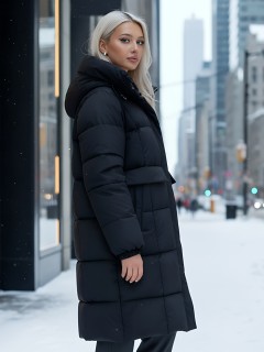 Купить куртку женскую с капюшоном зимнюю  стеганную оптом от производителя недорого в Москве 9621Ch