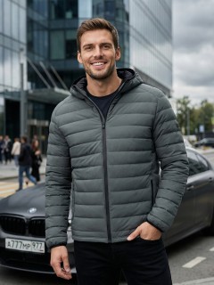 Куртка мужская стёганая с капюшоном с графеновой подкладкой купить оптом от производителя в Москве 9623_1Kh