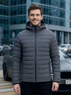 Куртка мужская стёганая с капюшоном с графеновой подкладкой купить оптом от производителя в Москве 9623_1TC