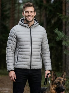Куртка мужская стёганая с капюшоном с графеновой подкладкой купить оптом от производителя в Москве 9625_1B