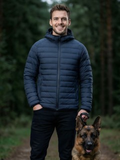 Куртка мужская стёганая с капюшоном с графеновой подкладкой купить оптом от производителя в Москве 9625_1TS