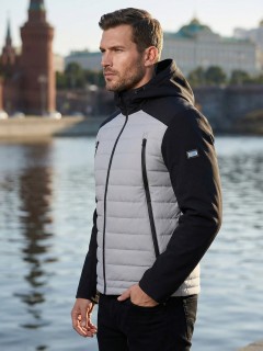 Куртка мужская гибридная стёганая с графеновой подкладкой купить оптом от производителя в Москве 9627_1B