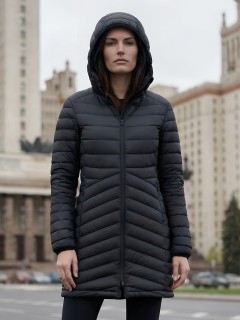 Куртка женская удлинённая стёганая с капюшоном купить оптом от производителя дешево в Москве 9628_1Ch