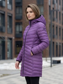 Куртка женская удлинённая стёганая с капюшоном купить оптом от производителя дешево в Москве 9628_1F