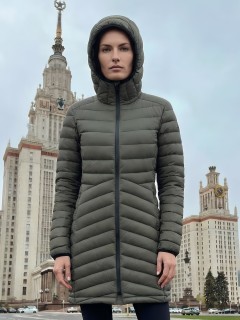 Куртка женская удлинённая стёганая с капюшоном купить оптом от производителя дешево в Москве 9628_1Kh