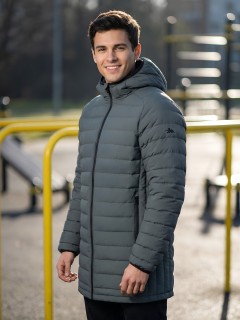 Куртка мужская удлинённая стёганая с капюшоном купить оптом от производителя дешево в Москве 9629_1Kh