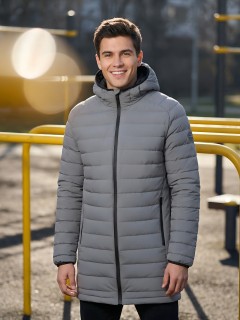 Куртка мужская удлинённая стёганая с капюшоном купить оптом от производителя дешево в Москве 9629_1Sr