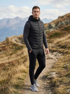 Жилет мужской лёгкий стёганый с капюшоном купить оптом от производителя недорого в Москве 9635_1Ch