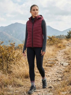 Жилет женский лёгкий стёганый с капюшоном купить оптом от производителя недорого в Москве 9636_2Bo