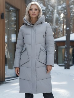 Купить пальто куртку женскую утепленную с капюшоном зимнюю оптом от производителя недорого в Москве 9639Sr