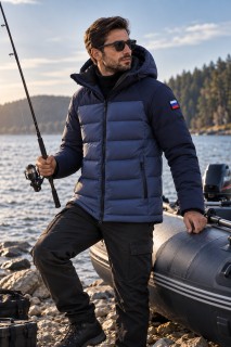 Купить оптом мужскую зимнюю стеганую куртку с капюшоном от производителя недорого в Москве 9655TS