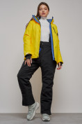 Купить Горнолыжный костюм женский зимний желтого цвета 005J, фото 24