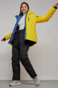 Купить Горнолыжный костюм женский зимний желтого цвета 005J, фото 25