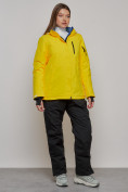 Купить Горнолыжный костюм женский зимний желтого цвета 005J, фото 3