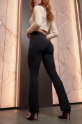Купить Легинсы расклешенные в рубчик женские черного цвета 009_1Ch, фото 10